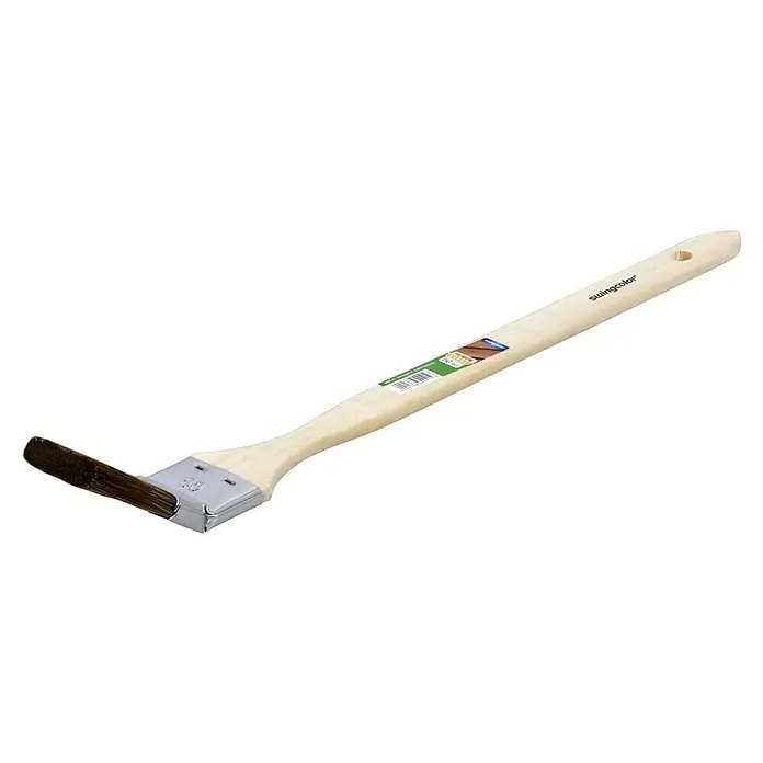 swingcolor Premium Heizkörperpinsel Lasur - Breite Borsten: 50 mm, Hollestermischung, Naturholz - Abgewinkelter Heizkörperpinsel mit hellem Holzgriff und Metalleinfassung für präzises Lackieren von schwer zugänglichen Stellen.