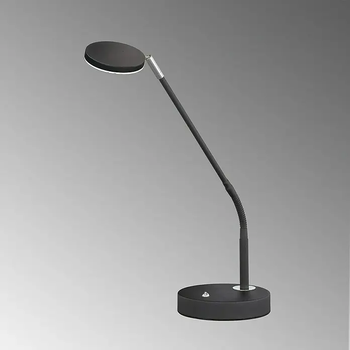 FHL easy Luna LED-Tischleuchte - 6 W, L x B x H: 16 x 16 x 60 cm, Sandschwarz, Mehrfarbig - Elegante schwarze Schreibtischlampe mit flexiblem Hals und runder Basis für eine optimale Ausleuchtung des Arbeitsplatzes.