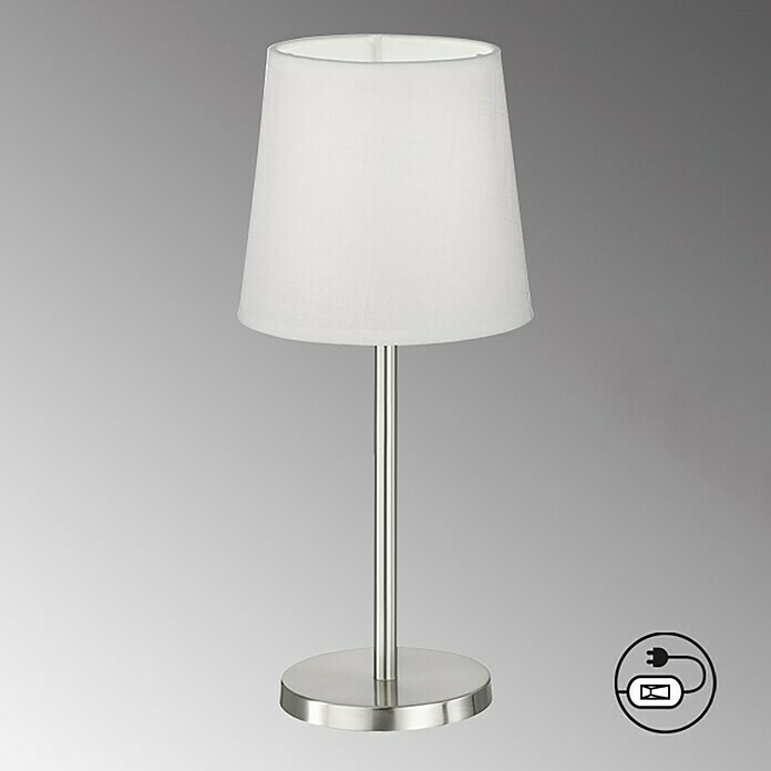 FHL easy Tischleuchte Eve (25 W, L x B x H: 14 x 14 x 30 cm, Nickelfarben, Weiß, E14) | BAUHAUS