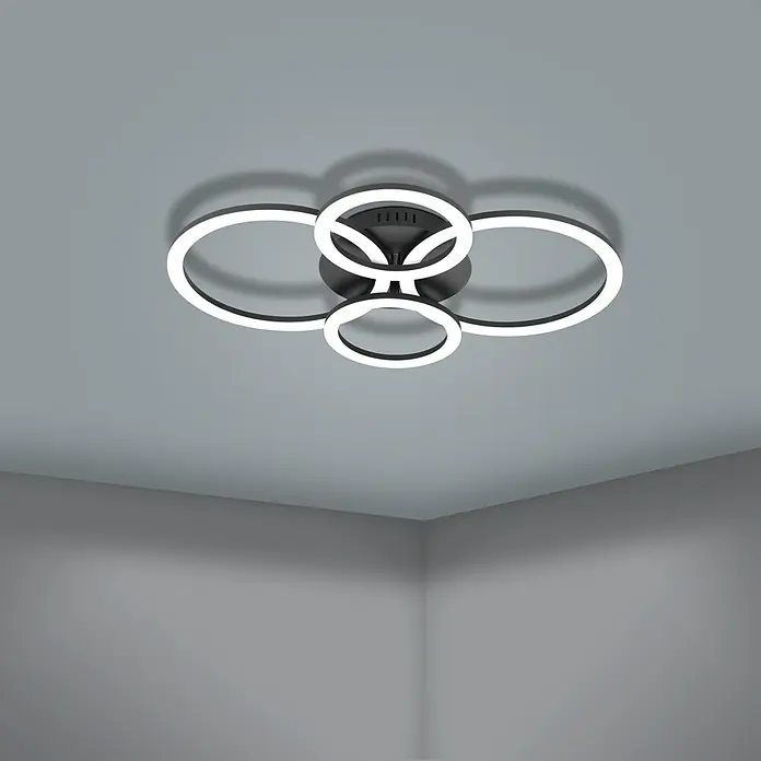 Eglo LED-Deckenleuchte PARANDAY-Z41 W, L x B x H: 61,5 x 45 x 8 cm, Schwarz - Elegante Deckenleuchte mit modernem Ringdesign. Diese Lampe ist ein stilvolles Highlight für jeden Raum und sorgt für eine angenehme Beleuchtung.