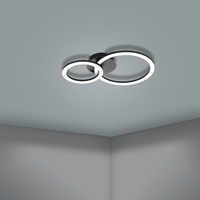 Eglo Led-plafondlamp PARANDAY-Z (15 W, l x b x h: 44,5 x 30 x 7 cm, Zwart) | BAUHAUS