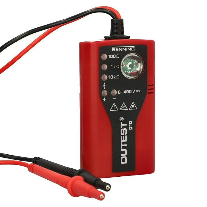 Benning Leitungsprüfer & Durchgangsprüfer Dutest Pro - 6 V - 400 V - Abbildung eines Benning Duspol Analog Dutetest Pro für genaue Spannungsmessungen und Widerstandsprüfungen im Elektrobereich.