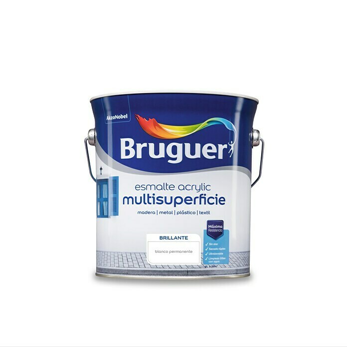 Bruguer Esmalte de color Acrylic multisuperficie (Blanco, 4 l, Brillante)