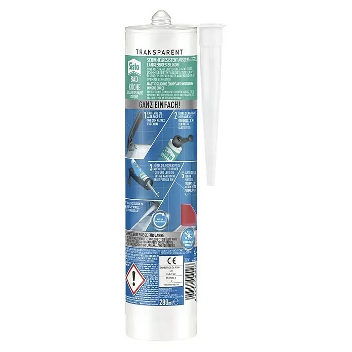 Sista Küchen-Silikon Bad & Küche - Transparent, 280 ml - Transparentes Sista Bad & Küche Silikon, schimmelresistent und langlebig, für strahlend schöne Fugen im Bad und in der Küche.