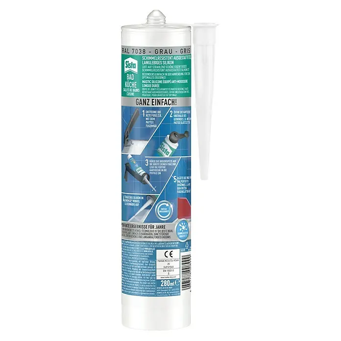 Sista Küchen-Silikon Bad & Küche - Grau, 280 ml - Graue Sista Silikonkartusche für Bad und Küche.
