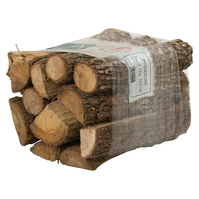 Legua Leña para encender - Roble y Encina, 360 l, 20 ud. - Un fajo de leña, bien empaquetado en plástico transparente, listo para momentos acogedores junto a la chimenea.
