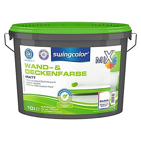 swingcolor Mix Wandfarbe Wand- & Deckenfarbe (Basismischfarbe, 10 l, Matt, Konservierungsmittelfrei)