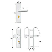 Abus Schutzbeschlag KLZS714 (Wohnungsabschlusstür, Aluminium, Türstärke: 37 - 47 mm, Knopf außen, Drücker innen)