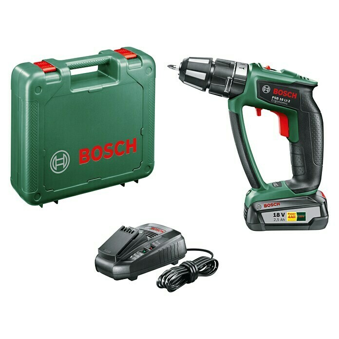 Bosch 18 V Power for All Akku-Schlagbohrschrauber PSB 18 LI-2 Ergonomic18 V, 2,5 Ah, 0 U/min - 1.400 U/min Left Side View