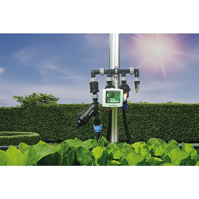 SunElements Gewächshaus-Bewässerung Basic-Set für 1 Zone - Passend für: Sun Garden Gewächshäuser Select, Infinity & Energy - Bewässerungssystem von Rain Bird, ideal für Gärten und zur automatischen Bewässerung. Die Anlage ist einfach zu installieren und zu bedienen.