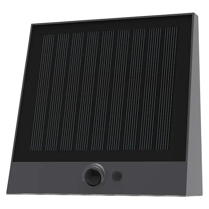 Arte confort Aplique solar LED para exterior Muxia - 6,25 W, Blanco neutro - Imagen de un moderno dispositivo de terapia de luz con una gran superficie de luz y un dial para controlar la intensidad.