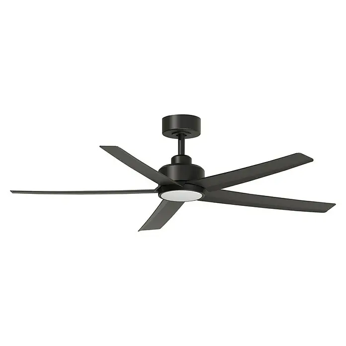 Arte confort Ventilador de techo Bangok - Negro, 132 cm, 35 W, Blanco cálido - Elegante ventilador de techo negro con cinco aspas e iluminación integrada, diseño moderno para interiores con estilo.