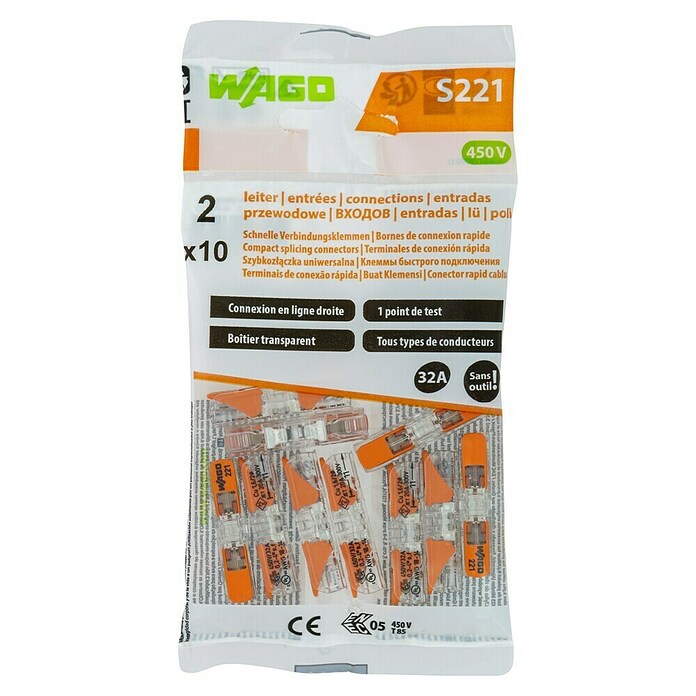 Wago Lasklem met hendel (Aantal kabels: 10 st., 0,2 mm² - 4 mm², 10 st.) | BAUHAUS