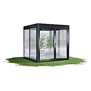 SunElements Gewächshaus SunGarden Select 2.2 (Außenmaß inkl. Dachüberstand (B x T): 233 x 233 cm, Material Seitenwand: Kunststoff, 10 mm, Anthrazit-Metallic)