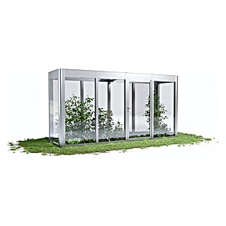 SunElements Gewächshaus Infinity 4.1 (Außenmaß inkl. Dachüberstand (B x T): 443 x 128 cm, Material Seitenwand: Kunststoff, 6 mm, Alu-Natur)