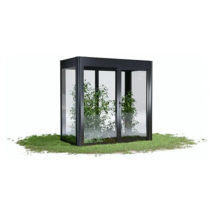 SunElements Gewächshaus SunGarden Infinity 2.1 - Außenmaß inkl. Dachüberstand (B x T): 233 x 128 cm, Material Seitenwand: Kunststoff, 6 mm, Anthrazit-Metallic - Modernes Gewächshaus aus Glas und Metall, perfekt für den Anbau von Pflanzen in Ihrem Garten oder auf der Terrasse. Schützt Pflanzen vor Witterungseinflüssen.