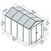 Palram – Canopia Caseta de jardín Rubicon (Medidas ext. (An x Pr): 1,85 x 3,03 m, Plástico, Gris) | BAUHAUS