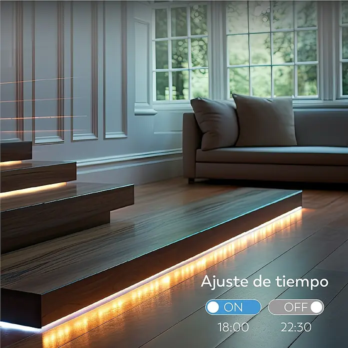 Garza Smart Home Tira LED inteligente - Largo: 3 m, RGB, 12 W, 720 lm - Iluminación de escaleras con tiras LED para un aspecto moderno y mayor seguridad en el hogar. Ajuste de la iluminación controlado por tiempo.