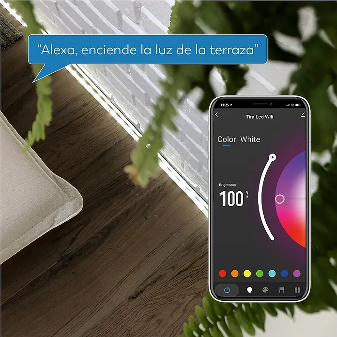 Garza Smart Home Tira LED inteligente - Largo: 3 m, RGB, 12 W, 720 lm - Configuración de tira LED: Comando de voz "Alexa, enciende la luz de la terraza" y aplicación para smartphone para el control del color.