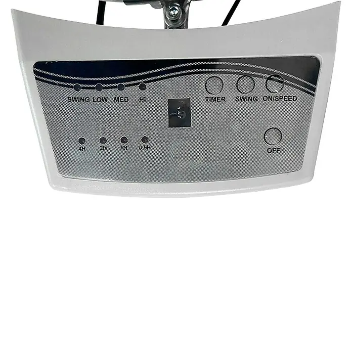 Fulmo Ventilador de pared Galerna - Negro, 60 cm - Panel de control de un ventilador con opciones de oscilación, temporizador, velocidad y apagado.