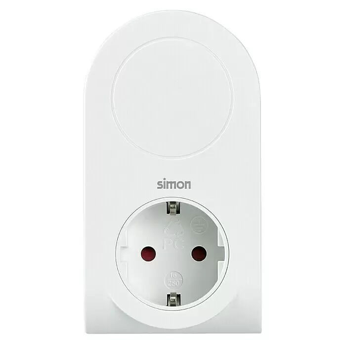 Simon Adaptador USB - Blanco, 3.680 W - Enchufe inteligente blanco con toma Schuko y parte superior circular. Marca 'simon'.
