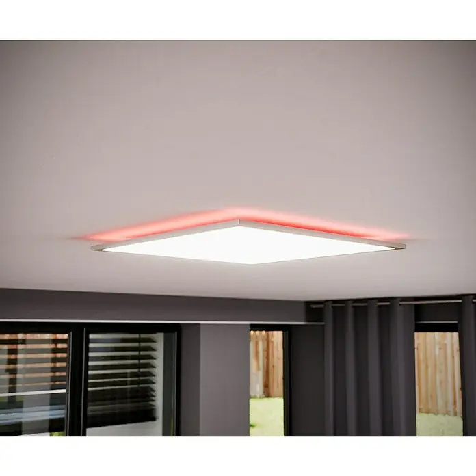 Tween Light LED-Panel RGB-RC-CCT-DIM - 32,5 W, L x B x H: 59,5 x 59,5 x 5,5 cm, Weiß, RGBW - Eine moderne LED-Deckenleuchte mit roter Hintergrundbeleuchtung erhellt den Raum und sorgt für eine angenehme Atmosphäre.