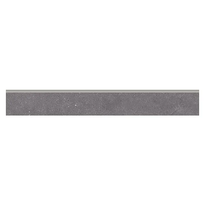 Sockelfliese Big Midnight - 8 x 60 cm, Anthrazit, Matt - Nahaufnahme einer eleganten, grauen Bodenfliese mit subtiler Textur, ideal für moderne Innenräume.\n