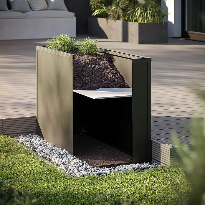 KGT Zwischenboden Aluminium-Hochbeet - Passend für: Alu-Hochbeet 130 mit 91 cm Tiefe, 121 x 45 cm - Der dekorative Pflanzkasten mit Regal bietet Platz für Pflanzen und Utensilien im Außenbereich. Er ist modern und praktisch gestaltet.