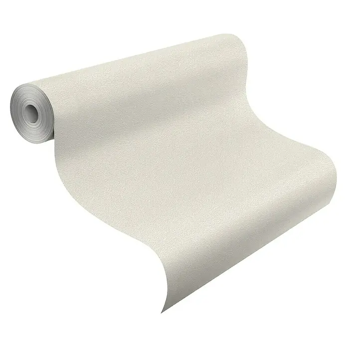 Rasch Vliestapete Granit - Weiß, Steinoptik, 10,05 x 0,53 m - Nahaufnahme einer Rolle Strukturtapete in einem neutralen Farbton, ideal für moderne Innenräume.