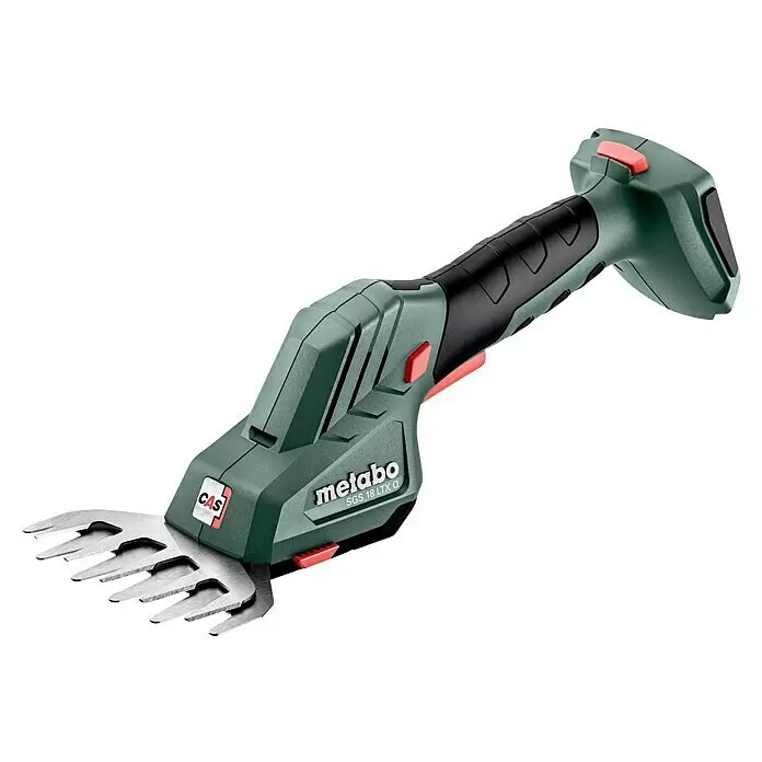Metabo CAS 18V Akku-Gras- & Strauchschere SGS 18 LTX Q - 18 V, Li-Ionen, Ohne Akku, Schwertbreite: 13 cm - Metabo Akku-Gras- und Strauchschere in Grün-Schwarz mit Metallklingen und ergonomischem Griff.