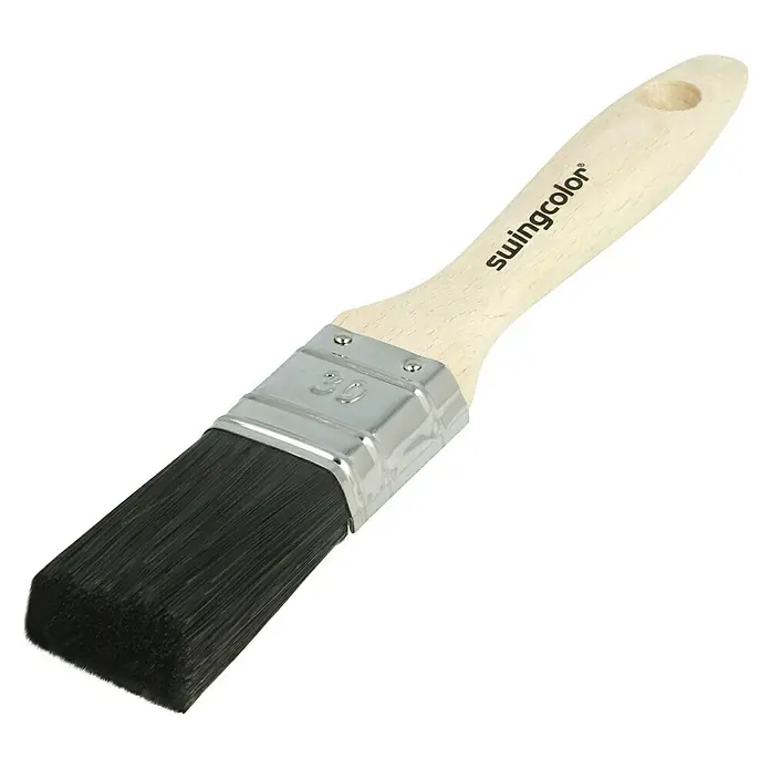 swingcolor Premium Flachpinsel Lack - Breite Borsten: 30 mm, All-in-one-Borsten, Naturholz - Pinsel der Marke Swingcolor mit Holzgriff und schwarzen Borsten, ideal für Malerarbeiten.