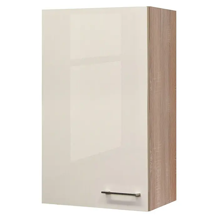 Flex-Well Palma Küchen-Hängeschrank - 32 x 50 x 89 cm, Dekor Front: Kaschmir Glanz - Der Hängeschrank mit glänzender Front und Holzstruktur ist ein stilvolles Möbelstück. Praktisch für die Küche oder andere Räume.