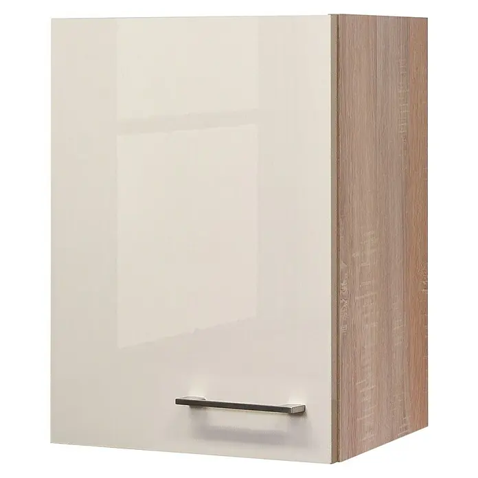 Flex-Well Palma Küchen-Hängeschrank - 32 x 40 x 54 cm, Dekor Front: Kaschmir Glanz - Hängender Küchenschrank in Weiß mit einem Griff und einem Holzseitenteil für eine moderne Optik.