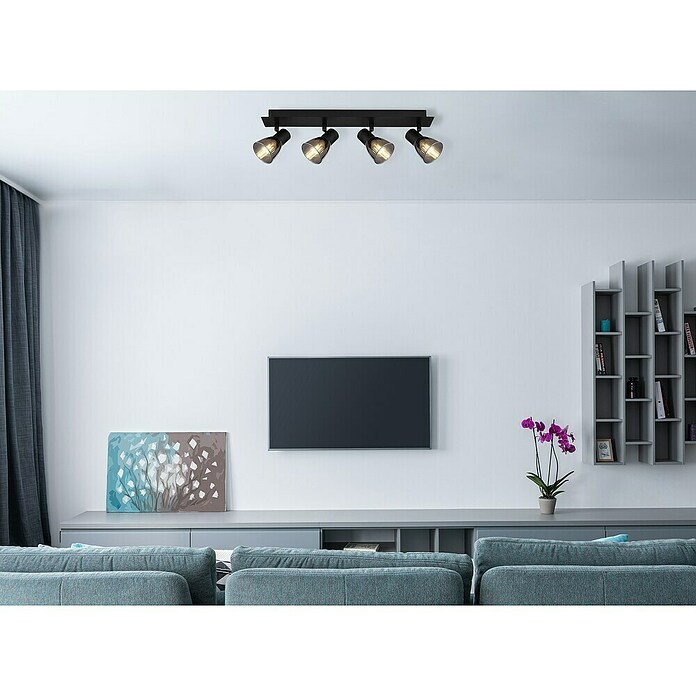Globo Claude Regleta (40 W, L x An x Al: 50 x 7 x 15,5 cm, Negro, E14, 4 ud.) | BAUHAUS