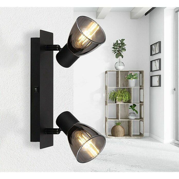 Globo Claude Regleta (40 W, L x An x Al: 7 x 25 x 15,5 cm, Negro, E14, 2 ud.) | BAUHAUS