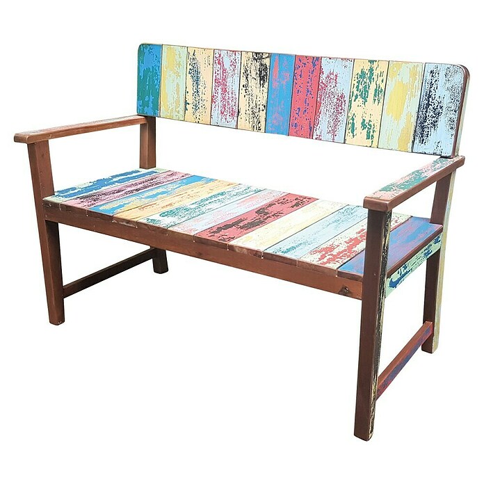 Sunfun Gartenbank aus Bootsplanken (L x B x T: 124 x 60 x 88 cm, Used-Look kräftig)