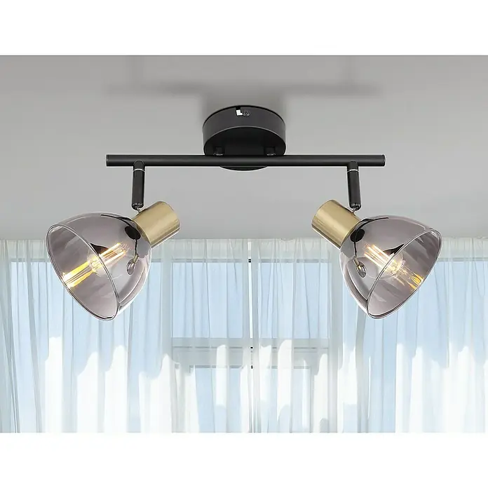 Globo Regleta Jay - 25 W, L x An x Al: 30 x 11 x 17,5 cm, Negro, E14 - Esta lámpara cuenta con dos cabezales unidos a una barra, ideal para iluminación enfocada en cualquier habitación.