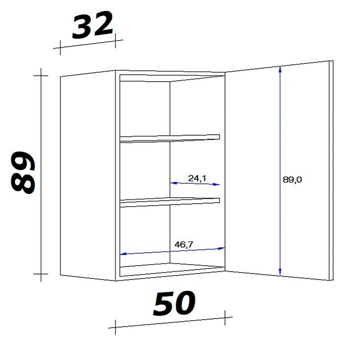 Flex-Well Palma Hängeschrank (32 x 50 x 89 cm, Dekor Front: Kaschmir Glanz, Dekor Korpus: Sonoma Eiche (außen))