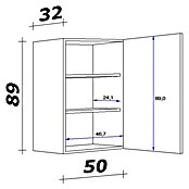 Flex-Well Palma Hängeschrank (32 x 50 x 89 cm, Dekor Front: Kaschmir Glanz, Dekor Korpus: Sonoma Eiche (außen))