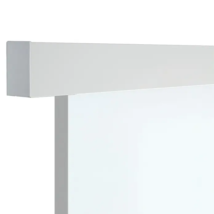 Diamond Doors Schiebetürbeschlag Linea 40 - Aluminium, Art Beschlag: Geschlossen, 1.900 mm, Passend für: Diamond Doors Holzschiebetüren - Nahaufnahme einer modernen, weißen Schiebetür mit schlichtem, kastenförmigem Design, ideal für minimalistische Innenräume.