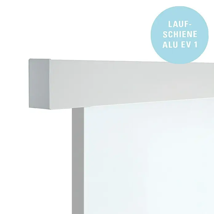 Diamond Doors Schiebetürbeschlag Linea 40 - Aluminium, Art Beschlag: Geschlossen, 1.900 mm, Passend für: Diamond Doors Holzschiebetüren - Detailaufnahme einer Laufschiene Alu EV 1, die eine elegante und funktionale Lösung für Schiebetüren darstellt.