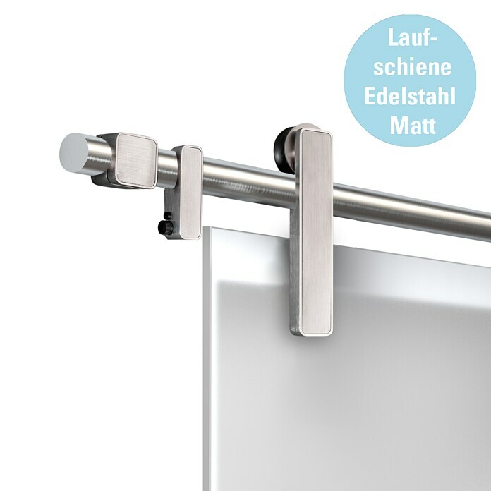 Diamond Doors Glasschiebetür-Beschlag Tender Pure Premium (Edelstahloptik, Art Beschlag: Offen, 200 cm)
