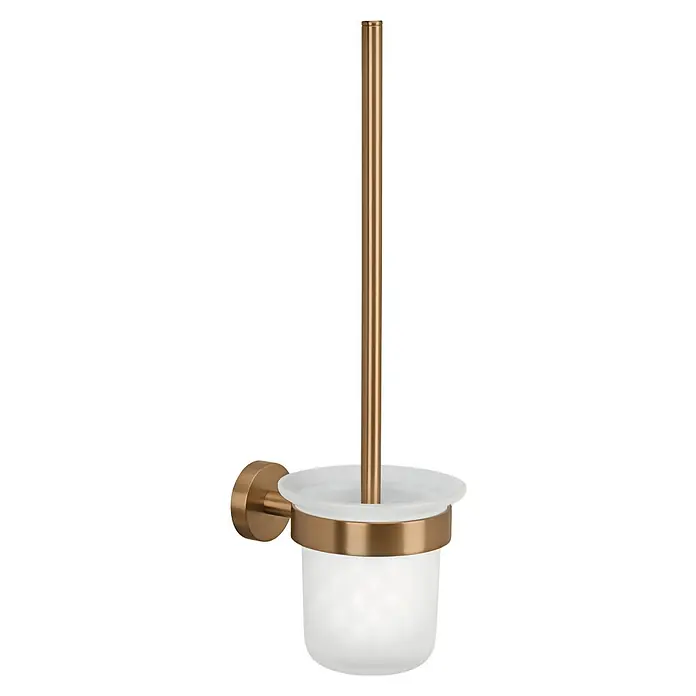 Tesa Moon WC-Bürstengarnitur - Mit Halterung, Metall, Bronze - Eine Nahaufnahme eines stilvollen, bronzefarbenen WC-Bürstenhalters mit einer Bürste, die sich ideal für moderne Badezimmer eignet.
