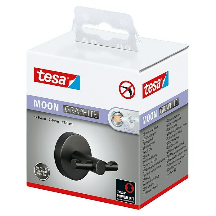 Tesa Moon Handdoekhaak MOON (Met 2 armen, Grafiet, Mat) | BAUHAUS