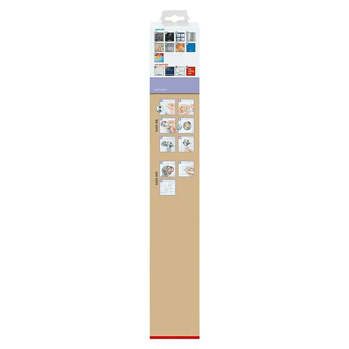 Tesa Moon Handtuchhalter - 2-armig, Bronze, Matt - Produktverpackung zeigt die Anwendungsbereiche des Produkts und eine einfache Schritt-für-Schritt-Anleitung zur Montage und Demontage.