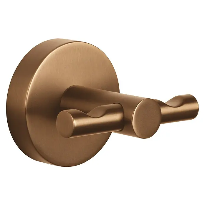 Tesa Moon Handtuchhaken - 2-armig, Bronze, Matt - Moderner Doppel-Wandhaken in gebürstetem Bronze-Finish. Ideal für Bad oder Küche zur Aufbewahrung von Handtüchern und Kleidung.