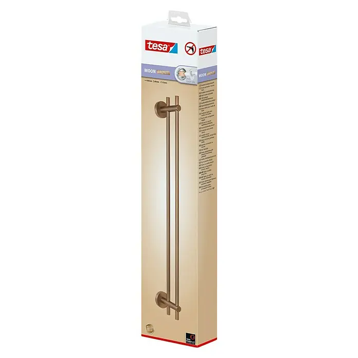 Tesa Moon Toallero de baño - Ancho: 64 cm, Bronce, Mate - Embalaje del toallero Tesa MOON Bronze, un complemento elegante y práctico para cualquier baño. El acabado en bronce añade un toque de elegancia.