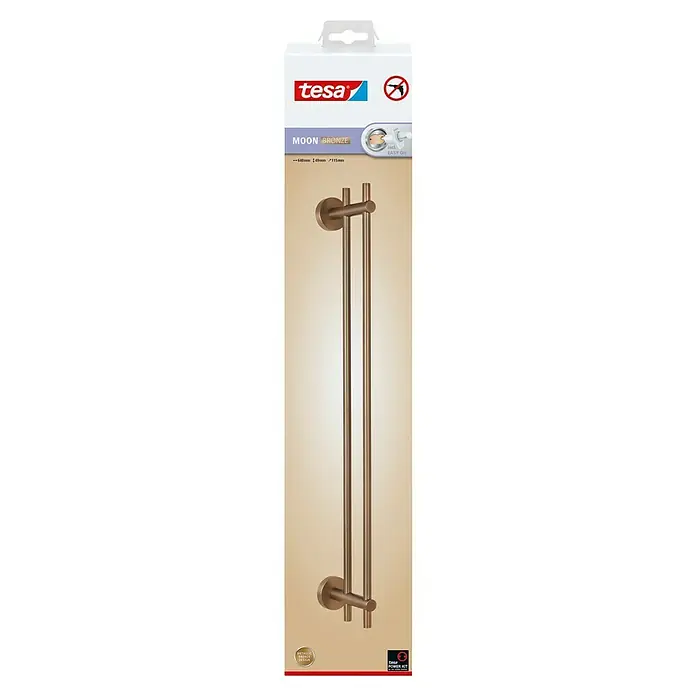 Tesa Moon Toallero de baño - Ancho: 64 cm, Bronce, Mate - Imagen de un toallero Tesa Moon Bronze. Una solución práctica para baños, sin necesidad de taladrar.