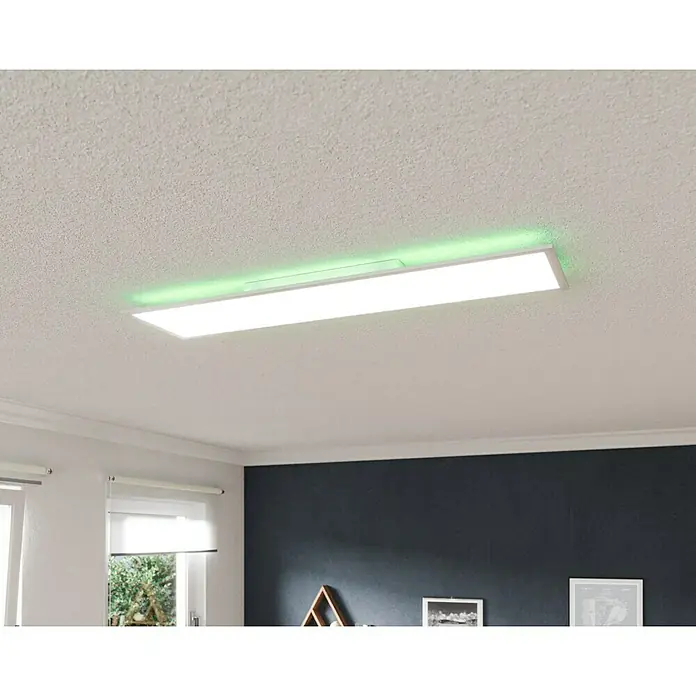 Tween Light LED-Panel RC-CCT-DIM-RGB-Backlight - 36 W, L x B x H: 120 x 30 x 5 cm, Weiß, RGBW - Rechteckige LED-Deckenleuchte mit grüner Hintergrundbeleuchtung sorgt für eine angenehme Atmosphäre. Ideal für moderne Wohnräume.