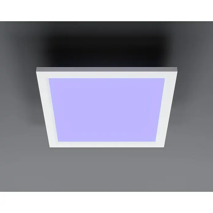 Tween Light LED-Panel RGB-RC-CCT-DIM - 15,5 W, L x B x H: 30 x 30 x 5,5 cm, Weiß, RGBW - Deckenleuchte mit quadratischem, weißem Rahmen und lila Licht, ideal für moderne Innenräume und energiesparende Beleuchtung.